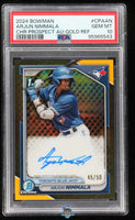 2024 Bowman Arjun Nimmala Chrome Prospect Auto Gold Refractor #CPA-AN 45 of 50 PSA 10 95965543