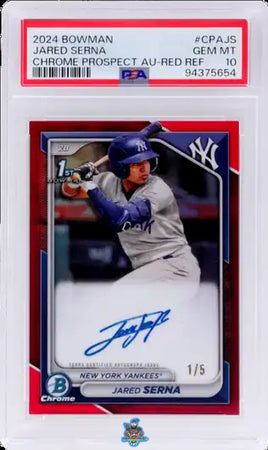 2024 Jared Serna PSA 10 Bowman Chrome Prospect Auto Red Ref #CPAJS 1/5