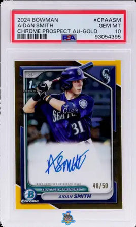 2024 Aidan Smith PSA 10 Bowman Chrome Prospect Auto Gold #CPAASM 48/50
