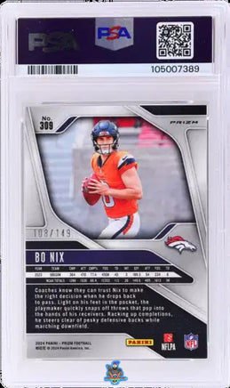 2024 Bo Nix PSA 10 Prizm Red Wave #309 108/149