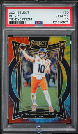2024 Bo Nix PSA 10 Select Tie Dye Prizm #30 25/25
