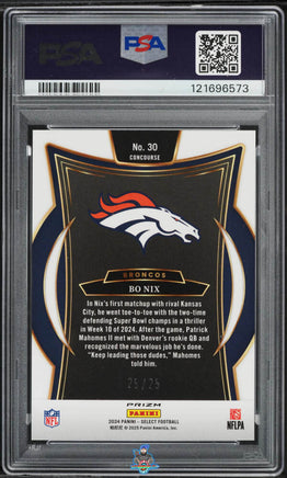 2024 Bo Nix PSA 10 Select Tie Dye Prizm #30 25/25