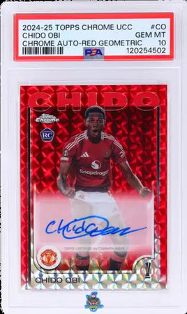 2024 Chido Obi PSA 10 Topps Chrome UCC Rookie Auto Red Geometric #CACO 4/5