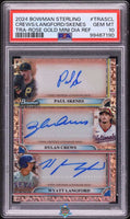 2024 Crews Langord Skenes PSA 10 Bowman Sterling Rose Gold Triple Auto 13/15