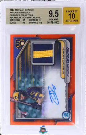 2024 Jackson Chourio BGS 9.5 10 Bowman Chrome Rookie Auto Relic Orange Ref 24/25