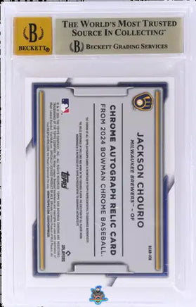 2024 Jackson Chourio BGS 9.5 10 Bowman Chrome Rookie Auto Relic Orange Ref 24/25