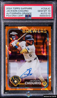 2024 Jackson Chourio PSA 10 10 Topps Sapphire Rookie Auto Orange Ref 22/25