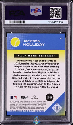 2024 Jackson Holliday PSA 9 Topps Transcendent Icons Rookie Superfractor #41 1/1