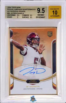 2024 Jayden Daniels BGS 9.5 10 Topps Now Rookie Camp Quarter Auto #9A 8/25