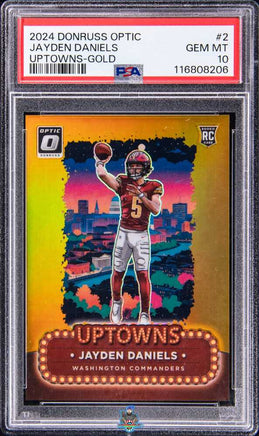 2024 Jayden Daniels PSA 10 Donruss Optic Uptowns Gold Rookie #2 5/10