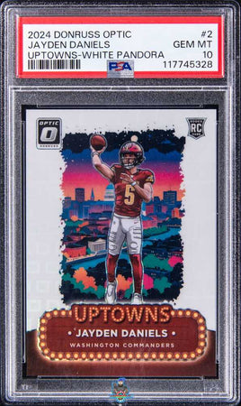 2024 Jayden Daniels PSA 10 Donruss Optic Uptowns White Pandorma Rookie #2 4/25