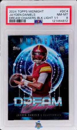 2024 Jayden Daniels PSA 8 Topps Midnight Dream Chasers Black Light Rookie 1/1