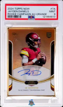 2024 Jayden Daniels PSA 9 Topps Now Rookie Gold Frame Auto Orange #7A 3/25