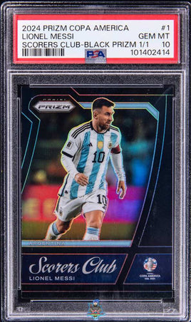2024 Lionel Messi PSA 10 Prizm Copa America Scoreres Club Black Prizm #1 1/1