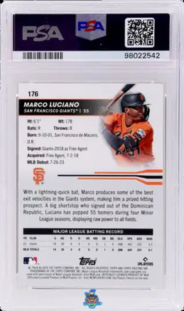 2024 Marco Luciano PSA 9 Topps Pristine Rookie Superfractor #176 1/1