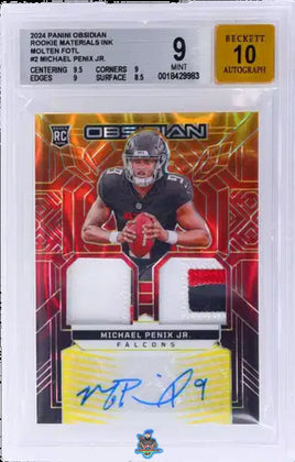 2024 Michael Penix Jr. BGS 9 10 Obsidian Rookie Ink Molten FOTL #RMIMPJ 12/28