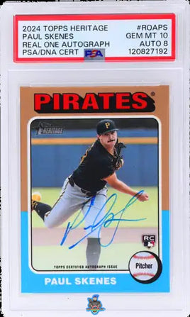 2024 Paul Skenes PSA 10 8 Topps Heritage Real One Auto #ROAPS