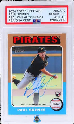 2024 Paul Skenes PSA 10 8 Topps Heritage Real One Auto #ROAPS