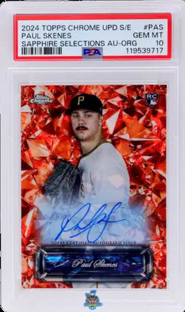 2024 Paul Skenes PSA 10 Topps Chrome Updt Rookie Sapph Sel Auto Orange 23/25