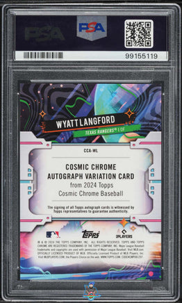 2024 Wyatt Langford PSA 10 10 Topps Chrome Cosmic Rookie Auto Black Eclipse 8/10