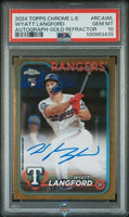 2024 Wyatt Langford PSA 10 Topps Chrome LE Rooke Auto Gold Refractor 39/50