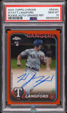 2024 Wyatt Langford PSA 10 Topps Chrome Rookie Auto Orange Ref #RAWL 14/25