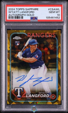 2024 Wyatt Langford PSA 10 Topps Sapphire Rookie Auto Gold #CSAWL 45/50