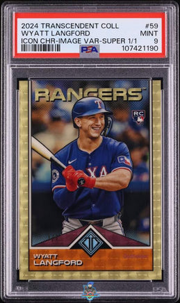 2024 Wyatt Langford PSA 9 Topps Transcendent Icons Rookie Superfractor #59 1/1