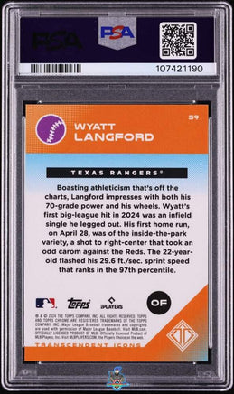 2024 Wyatt Langford PSA 9 Topps Transcendent Icons Rookie Superfractor #59 1/1