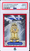 2024 Yoshinobu Yamamoto PSA 10 Bowman Chrome Rookie Garbage Pail Red Ref 4/5