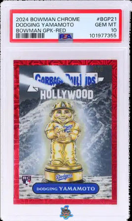 2024 Yoshinobu Yamamoto PSA 10 Bowman Chrome Rookie Garbage Pail Red Ref 4/5