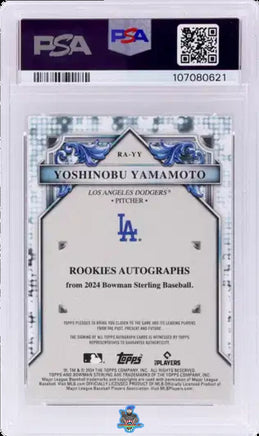 2024 Yoshinobu Yamamoto PSA 10 Bowman Sterling Rookie Auto Blue Refractor 14/25