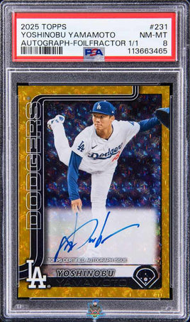 2025 Yoshinobu Yamamoto PSA 8 Topps Autographs Foilfractor #231 1/1