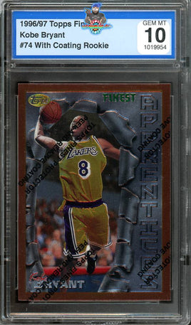 1996 Topps Finest Kobe Bryant #74 with Coating RC AGS 10 1019954