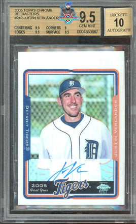 2005 Justin Verlander BGS 9.5 10 Topps Chrome Auto Refractor #242 52/500