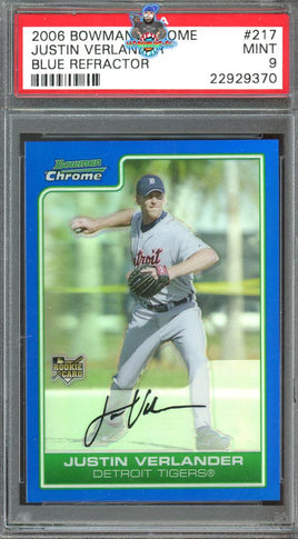 2006 Justin Verlander PSA 9 Bowman Chrome Blue Refractor #217 21/150