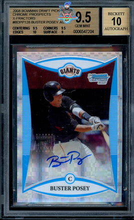 2008 Bowman Chrome DP Prospects Buster Posey XFractor Auto #BDPP128 154 of 225 BGS 9.5 Auto 10 0006547204
