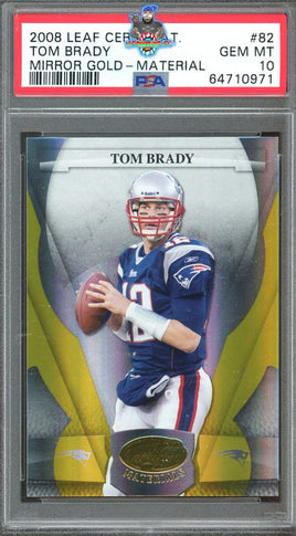 2008 Leaf Certified Materials Tom Brady Mirror Gold Material #82 3 of 25 PSA 10 64710971