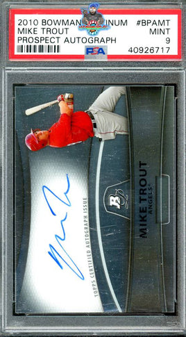 2010 Mike Trout PSA 9 Bowman Platinum Rookie Auto #BPAMT