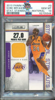 2010 Kobe Bryant PSA 10 Rookies and Stars Stat Standout Jersey #3 /199