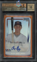 2011 Bowman Chrome 18U USA Auto Alex Bregman Orange Refractor #18U2 18 of 25 BGS 9.5 Auto 10 0007238502