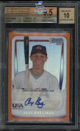 2011 Alex Bregman BGS 9.5 10 Bowman Chrome 1BU USA Auto Orange Refractor 18/25