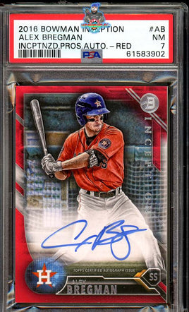 2016 Bowman Inception Alex Bregman Pros Auto Red #IBPA-AB 1 of 1 PSA 7 61583902