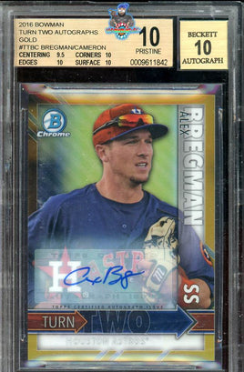 2016 Alex Bregman BGS 10 10 Bowman Chrome Turn Two Rookie Auto Gold #TTBC 17/50