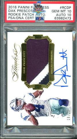 2016 Dak Prescott PSA 10 10 Flawless Rookie Patch Auto #RCDP 16/25