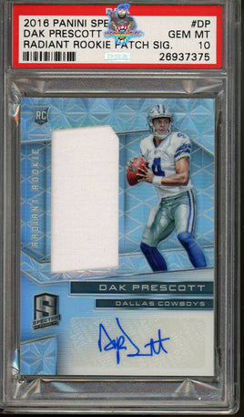 2016 Dak Prescott PSA 10 Spectra Radiant Rookie Patch Auto #DP 120/199