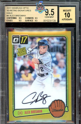 2017 Alex Bregman BGS 9.5 10 Donruss Optic 83 Retro Auto Gold #1983AX 2/5