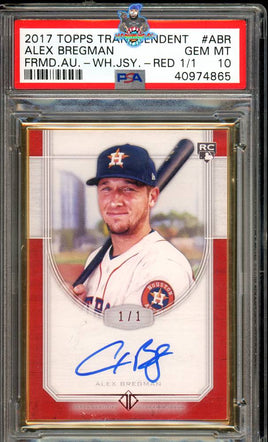 2017 Alex Bregman PSA 10 Topps Transcendent Auto White Jersey Red #TCAABR 1/1