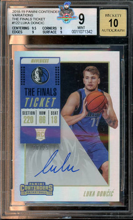 2018 Panini Contenders Luka Doncic Variations Rookie Finals Ticket #122 20 of 25 BGS 9 Auto 10 0011071342