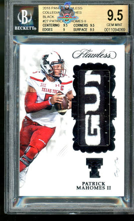 2018 Panini Flawless Patrick Mahomes Collegiate Patches Black #P-PM 1 of 1 BGS 9.5 0011094069